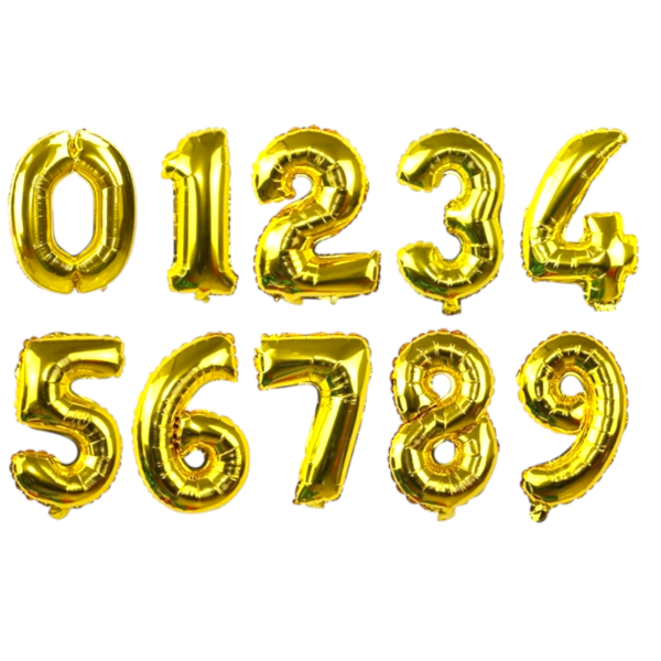 Producto - Globo de Número Metalizado de 80cm Dorado (5 al 9)