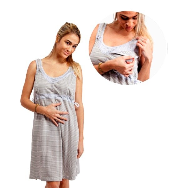 Producto - Camison Maternal Musculosa Multirayas Mariana K Art.5479