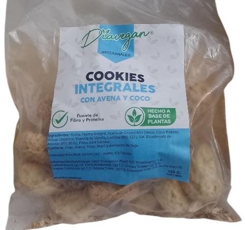 Producto - Cookies integrales con avena y coco x150grs. DIAVEGAN