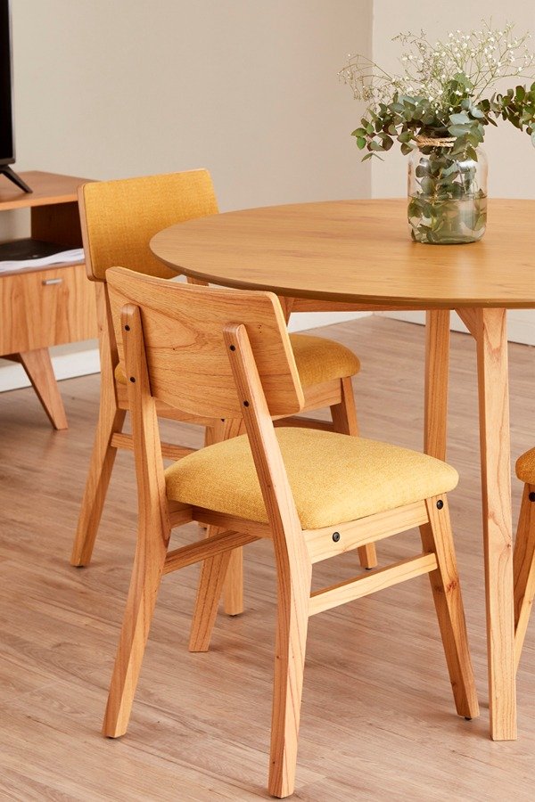 Producto - Silla Osaka paraíso natural y tapizado gris claro