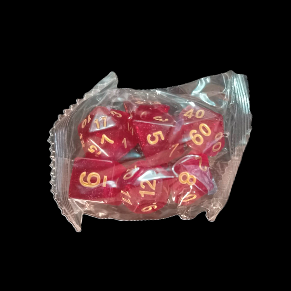 Producto - Set de 7 Dados - Rojo Sangre con Purpurina