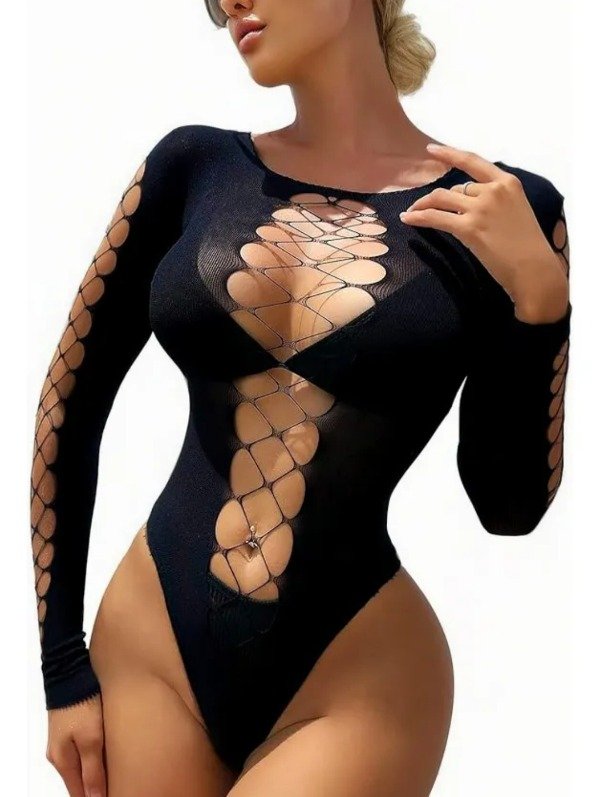 Producto - Body erótico manga larga abierto STRASS
