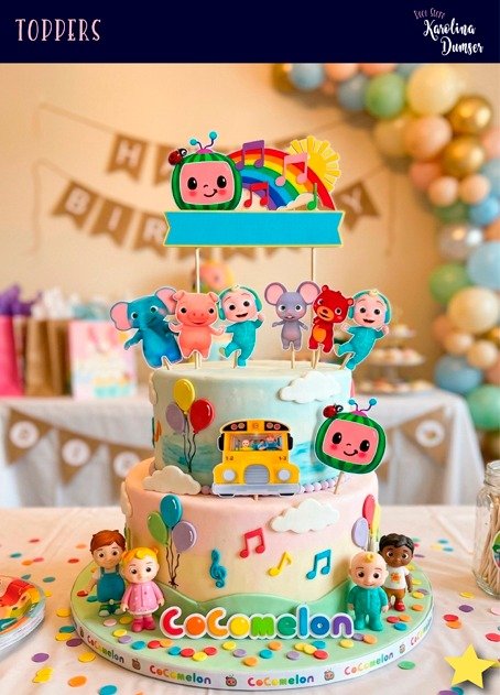 Producto - Cake Topper Cocomelon Imprimible. Figuras Adorno