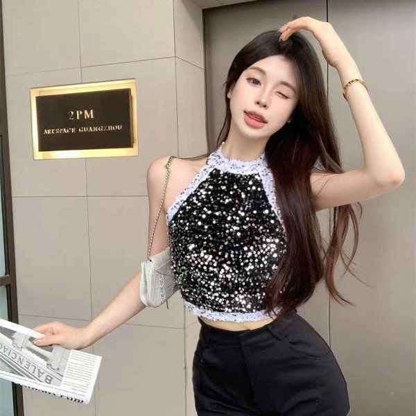 Producto - Top halter de lentejuelas brillantes