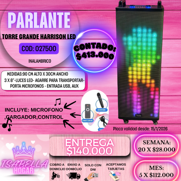 Producto - PARLANTE TORRE GRANDE HARRISON LED