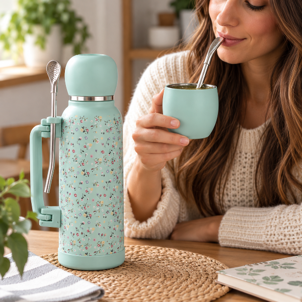 Producto - Termo Shaky Estampado de 1.3 lts con tapa que se puede usar de mate y bombilla - 2