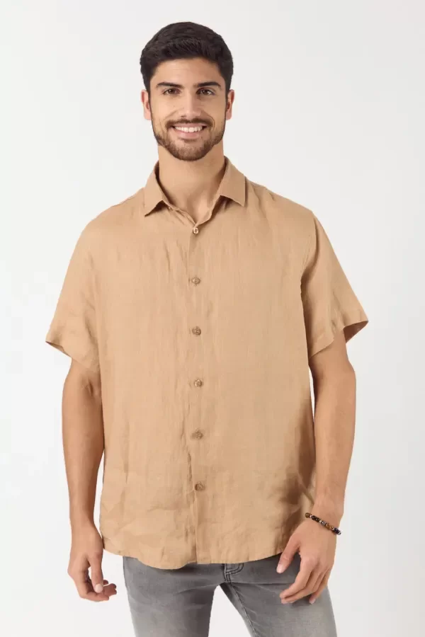 Producto - Camisa de lino Mc Omi Camel Tascani