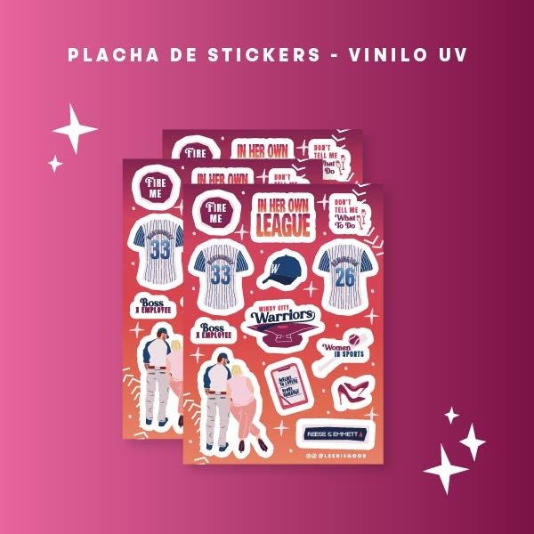 Producto - Planchita stickers VINILO - In Her Own League - Resse y Monty  WINDY CITY SERIES