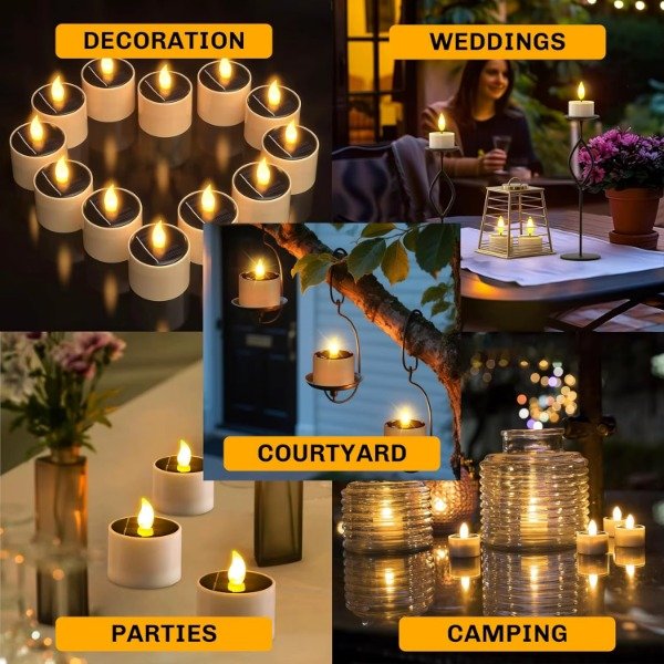 Producto - Pack X6 Vela Led Solar Exterior Efecto Llama Luz Decorativa - 1