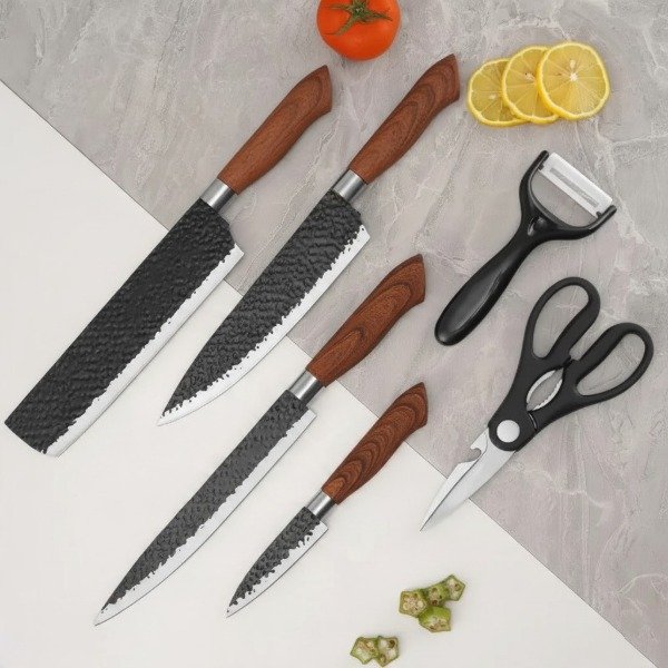Producto - SET DE CUCHILLOS DE COCINA POR 6 PIEZAS ACERO INOX 32CM - 0