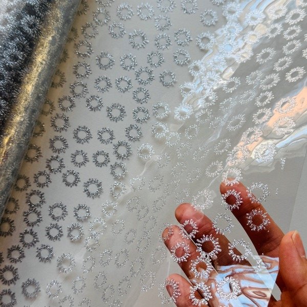 Producto - Cristal transparente destellos plateados 50cmx1,40cm - LEER CONDICIONES