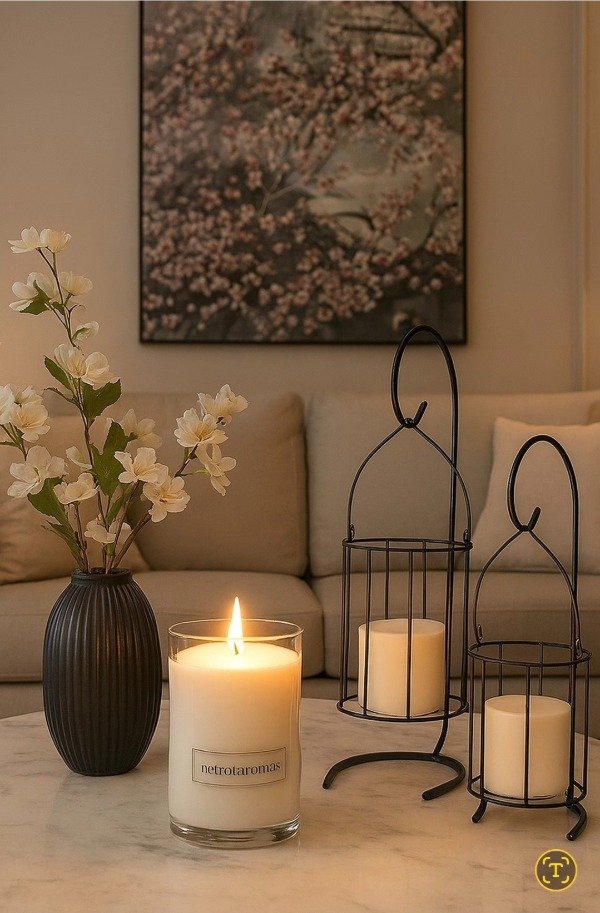 Producto - PORTA VELA DE HIERRO NEGRO