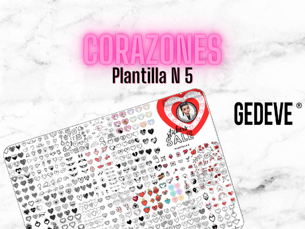 Producto - Plantilla para Stickers de Nail Art N 5 (CORAZONES) - PDF Descargable