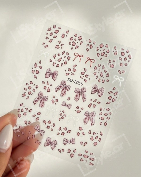 Producto - Plancha stickers moño leopard rosa