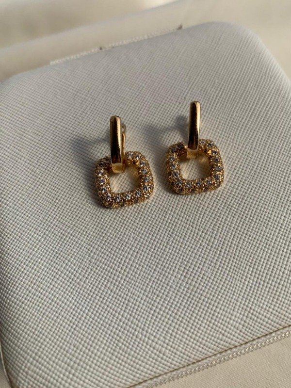 Producto - Aros cuadrado colgante 15mm - Acero dorado