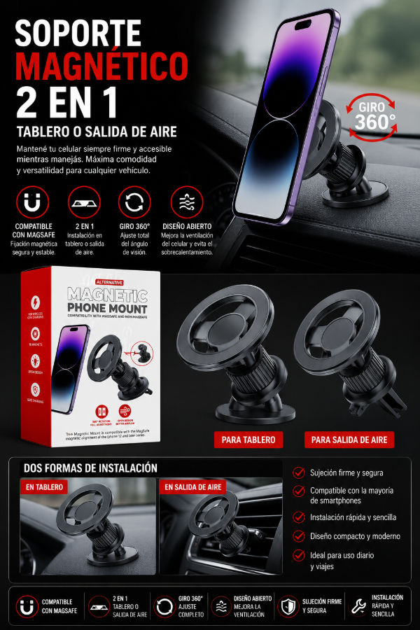 Producto - Soporte Celular Kojima Combo Tablero + Aire MagSafe