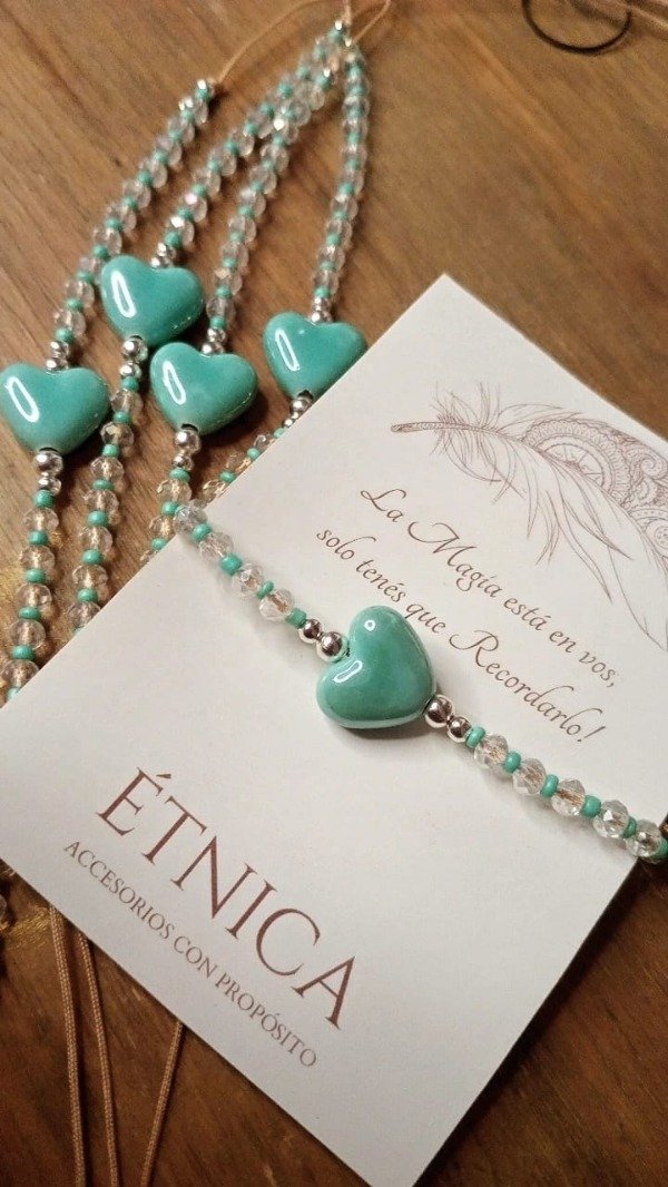 Producto - Tobipulsera Corazón - color verde agua / turquesa