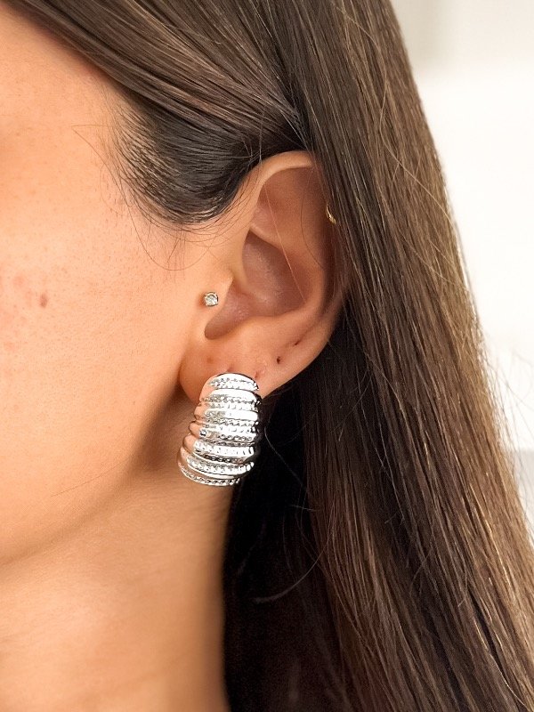 Producto - Aros Cross Labrado Plateado