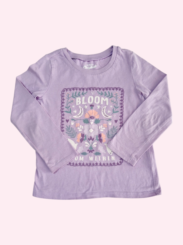Producto - Remera manga larga lila con estampa flores Oshkosh 5 años