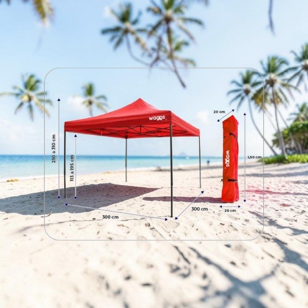 Producto - GAZEBO PLEGABLE WAGGS SIN PARED 3 X 3 MTS ROJO