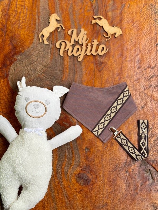 Producto - Babero Guardapampa chocolate + porta chupete
