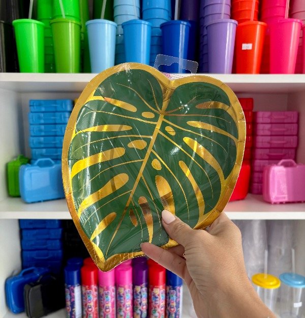 Producto - PLATO DE POLIPAPEL con FORMA PALMA x 6 unidades