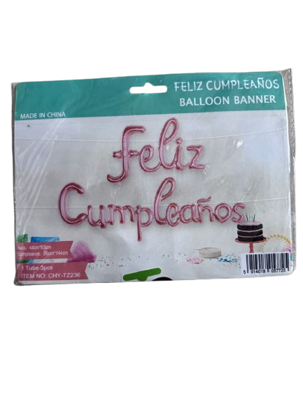 Producto - Globo Frase Feliz Cumpleaños cursiva Rosa x1
