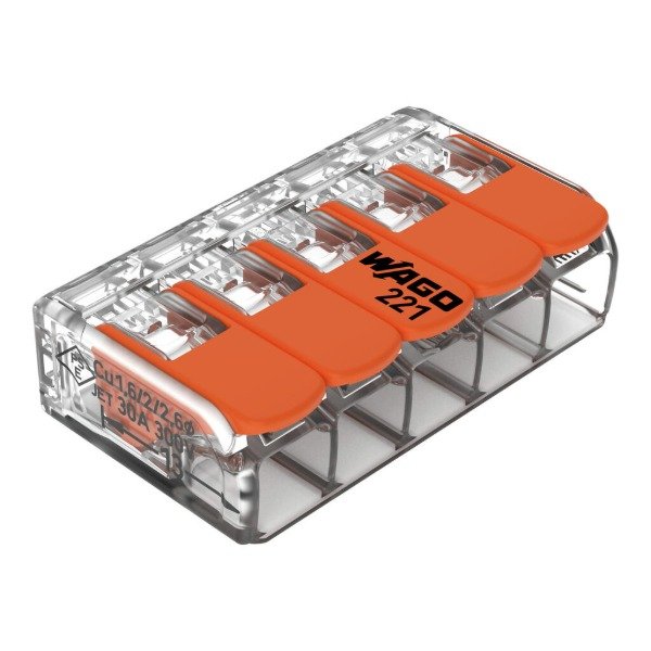 Producto - CONECTOR DE EMPALME 5 CONDUCTORES DE HASTA 6MM - WAGO