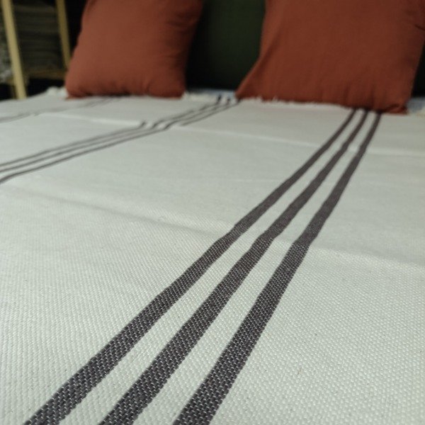 Producto - Manta/ Alfombra Base Tiza Tres Líneas Borravino Cod 46