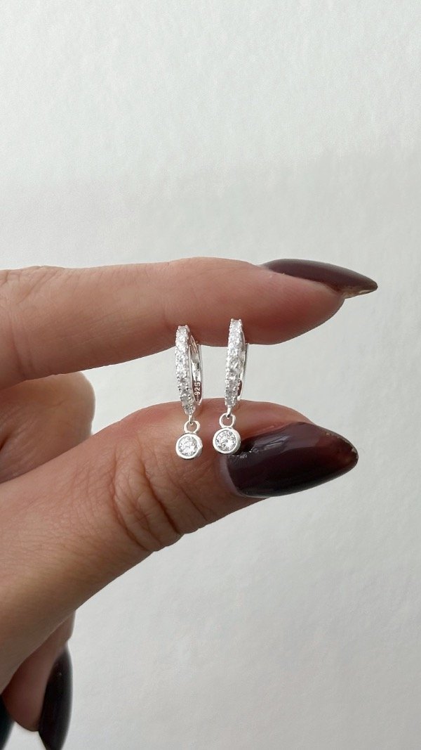 Producto - Argollas 1,4cm dije mini cubic sus P925