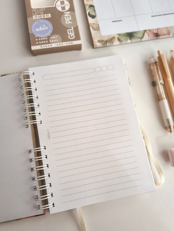 Producto - Combo cuaderno + organizador semanal + accesorios - Beige - 10