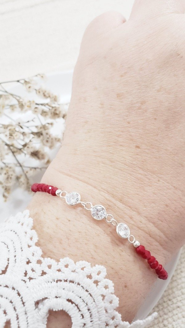 Producto - Pulsera de Hilo, cristales y Plata (PU140)