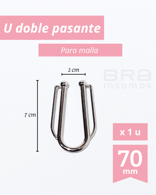 Producto - Corredera U de Zamac Doble Pasante para Malla (x Unidad)