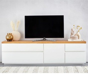 Producto - Mesa TV Rack "PATRIOTA" 180x50x40 Paraiso Laqueado + Blanco