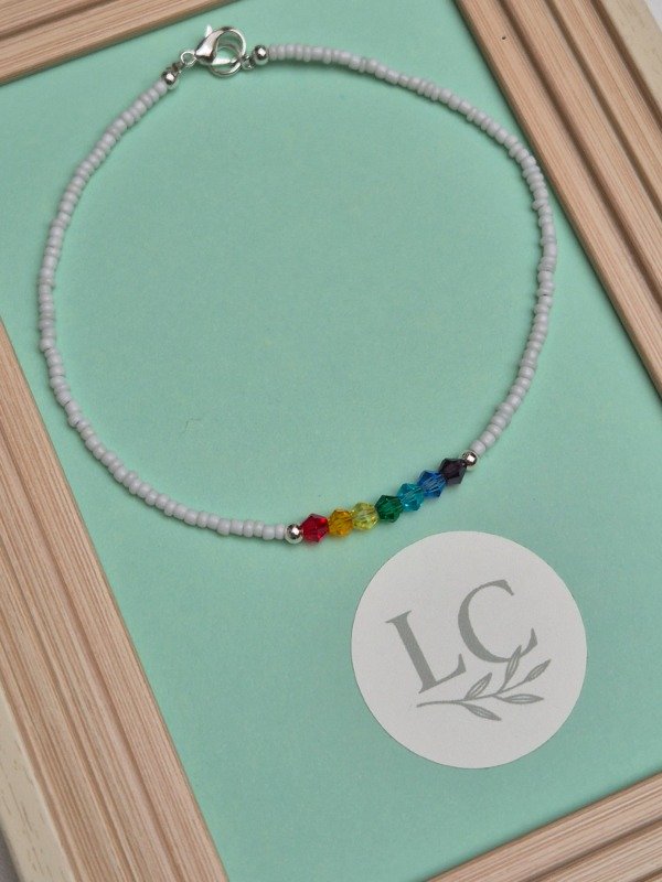 Producto - Tobillera 7 chakras blanca