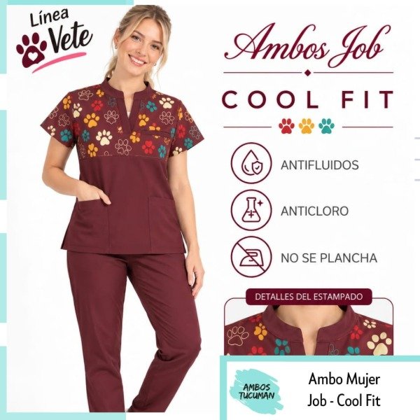 Producto - Ambo Job Bordo Detalle Patitas ( Cool Fit )