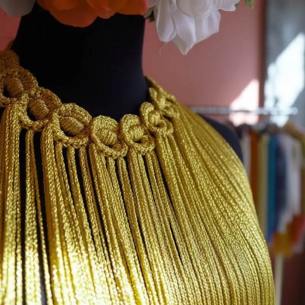 Producto - Collar De Flecos De Seda Círculos Dorado
