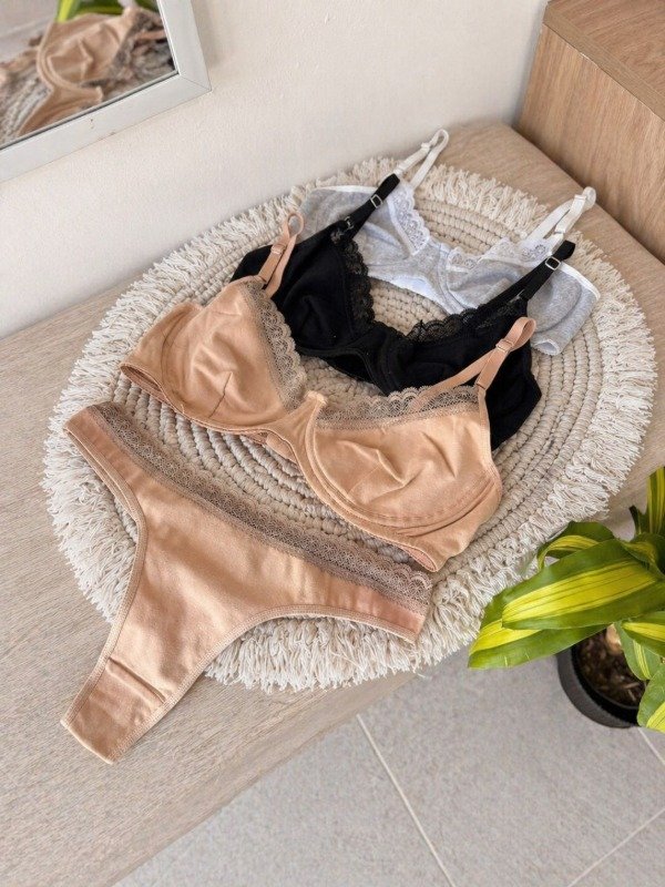 Producto - Conjunto margo con aro - algodon y encaje