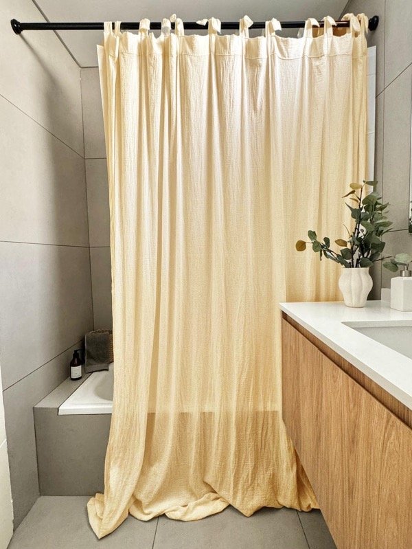 Producto - CORTINA DE BAÑO DE GASA COLOR ARENA