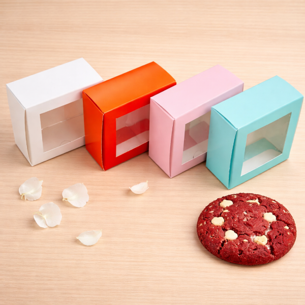 Producto - Caja para cookies acqua con visor cuadrado 10x10x5