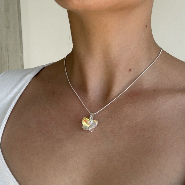 Producto - Conjunto mariposa cristal tornasol, cadena 50cm - 0