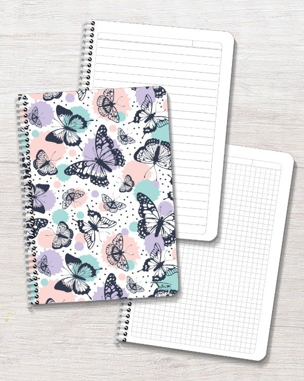 Producto - Cuaderno A5 flex ray/cuadr 60h dis. butterflies