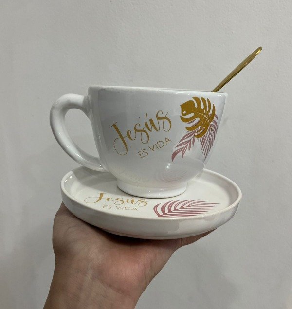 Producto - Set Olivia tazón y Plato Blanco Línea cristiana