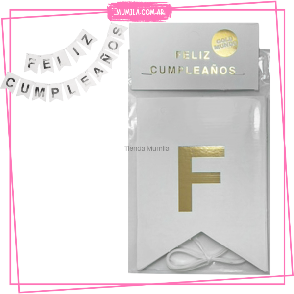 Producto - Banderin Feliz cumpleaños blanco