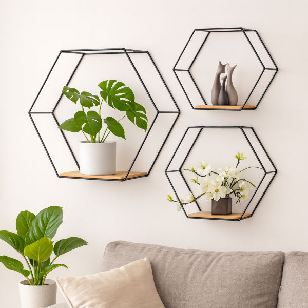 Producto - SET X3 ESTANTES FLOTANTES HEXAGONALES