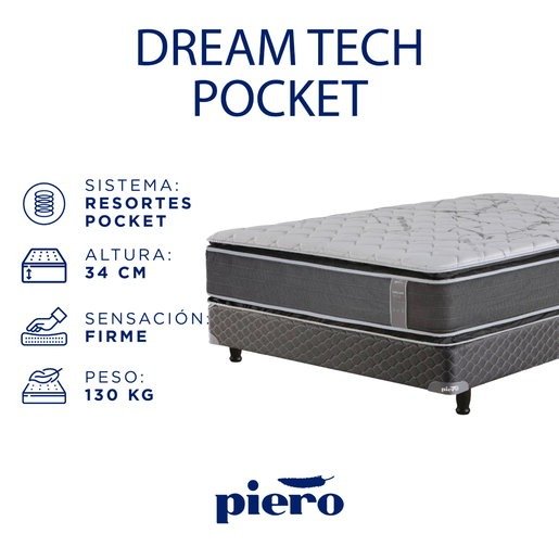 Producto - Colchón Piero Dream Tech Resortes Doble Pillow Top 200x160 - 6