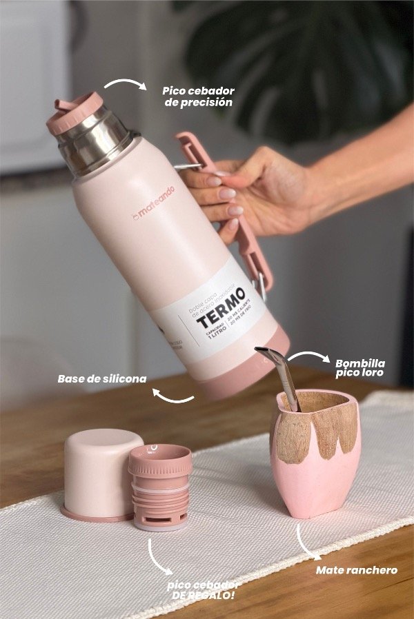 Producto - SET VACA ROSE QUARTZ RANCHERO + TERMO MATEANDO ROSE QUARTZ 1 L + BOMBILLA - 1