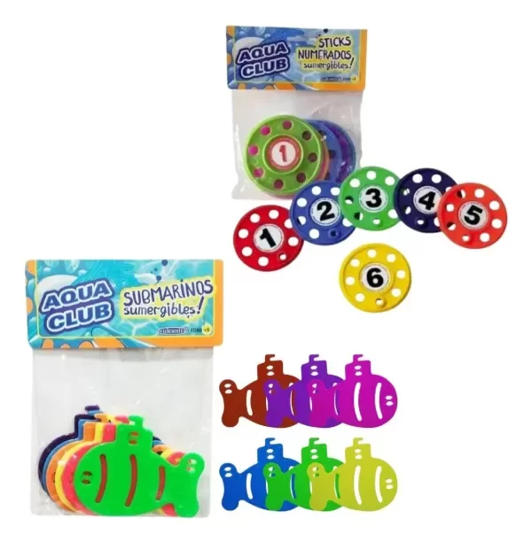 Producto - Combo Buceo 6 Discos Numerados Y 6 Submarinos Sumergibles