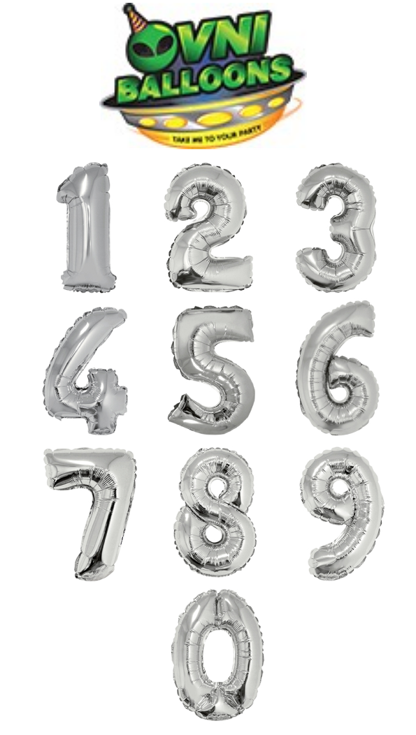 Producto - GLOBO METALIZADO 14"(36 CM) X1 NUMERO  PLATEADO