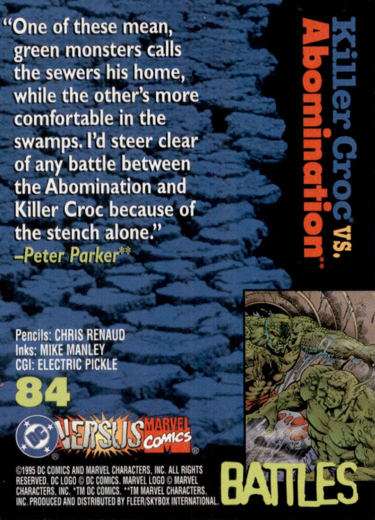 Producto - 1995 Fleer DC vs. Marvel Comics #84 - Killer Croc / Abomination BTL - 1